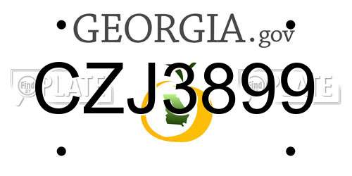 CZJ3899 Georgia License Plate