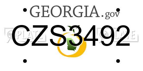 CZS3492 Georgia License Plate