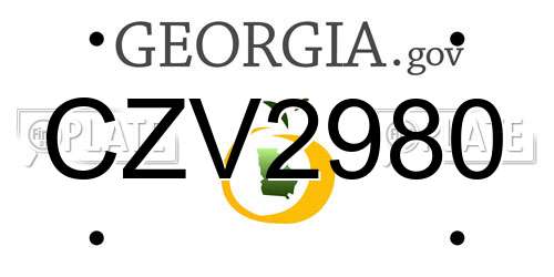 CZV2980 Georgia License Plate