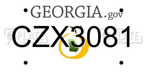 CZX3081 Georgia License Plate