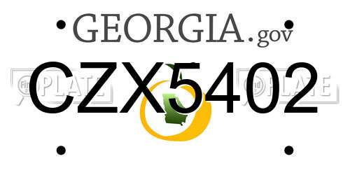 CZX5402 Georgia License Plate