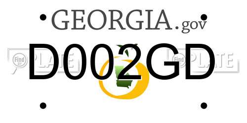D002GD Georgia License Plate