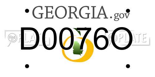 D0076O Georgia License Plate