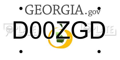 D00ZGD Georgia License Plate