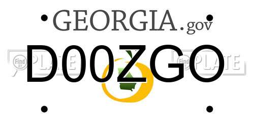 D00ZGO Georgia License Plate