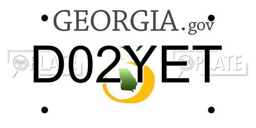 D02YET Georgia License Plate