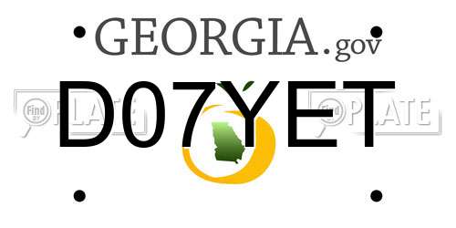 D07YET Georgia License Plate