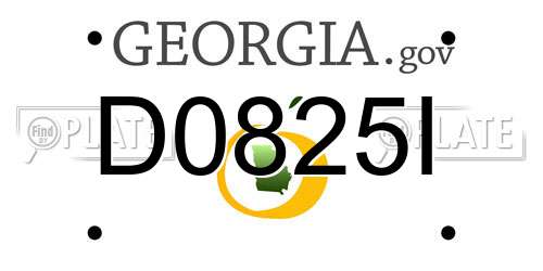 D0825I Georgia License Plate