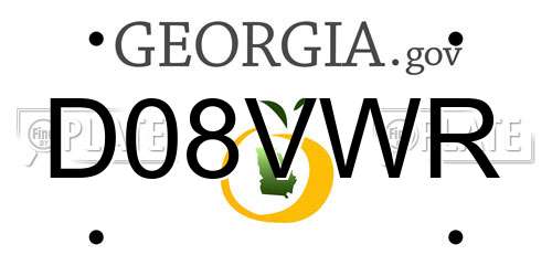 D08VWR Georgia License Plate