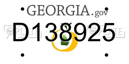 D138925 Georgia License Plate