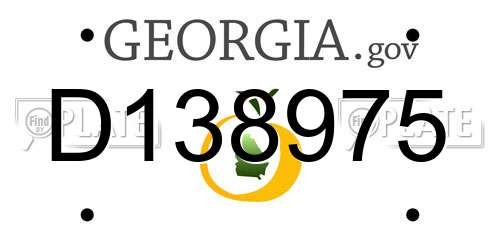 D138975 Georgia License Plate