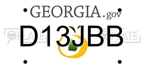 D13JBB Georgia License Plate