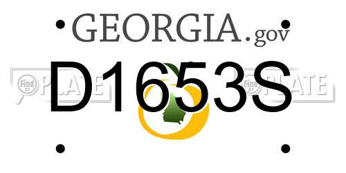 D1653S Georgia License Plate