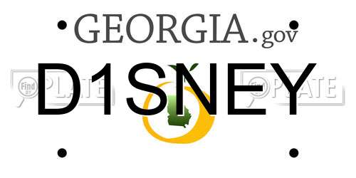 D1SNEY Georgia License Plate