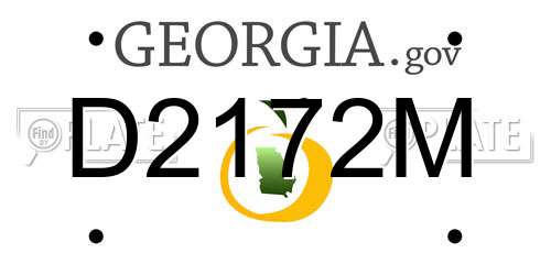 D2172M Georgia License Plate