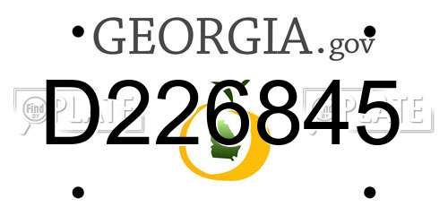 D226845 Georgia License Plate