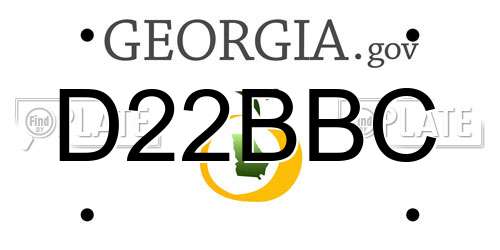 D22BBC Georgia License Plate