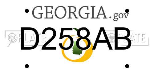 D258AB Georgia License Plate