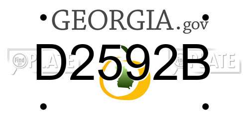 D2592B Georgia License Plate