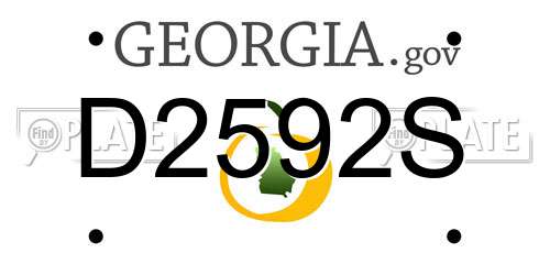 D2592S Georgia License Plate