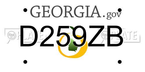 D259ZB Georgia License Plate
