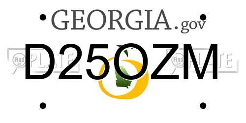 D25OZM Georgia License Plate
