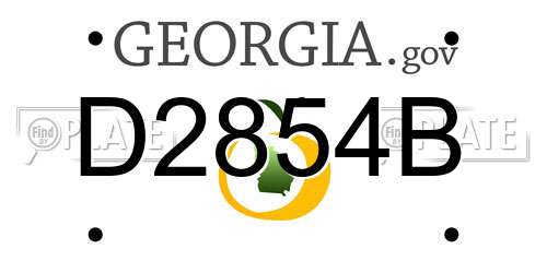 D2854B Georgia License Plate
