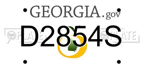 D2854S Georgia License Plate