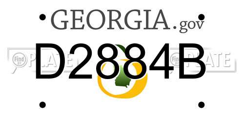 D2884B Georgia License Plate