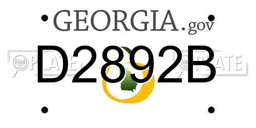 D2892B Georgia License Plate
