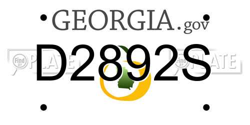 D2892S Georgia License Plate