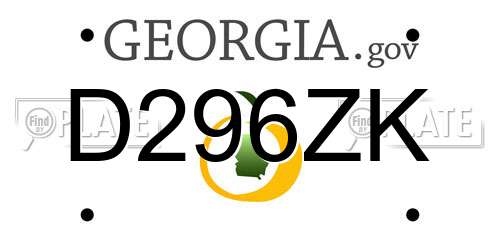D296ZK Georgia License Plate