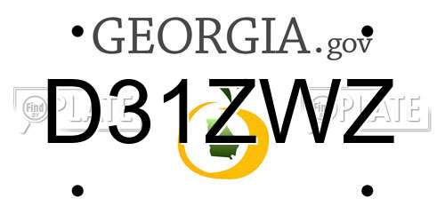 D31ZWZ Georgia License Plate