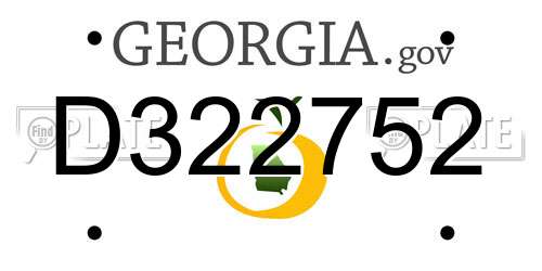 D322752 Georgia License Plate
