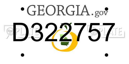 D322757 Georgia License Plate