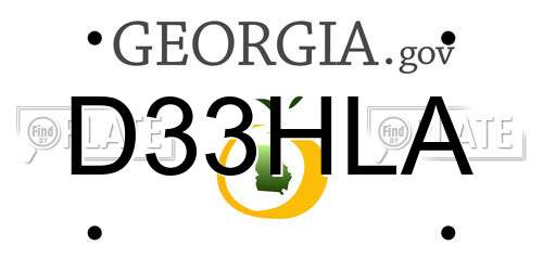 D33HLA Georgia License Plate