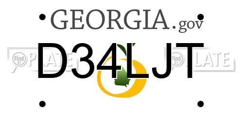 D34LJT Georgia License Plate