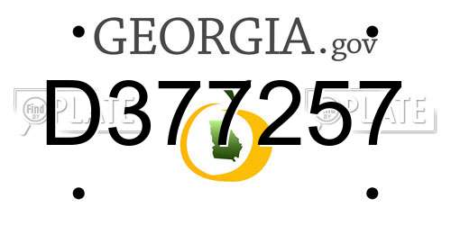 D377257 Georgia License Plate