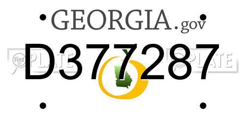 D377287 Georgia License Plate
