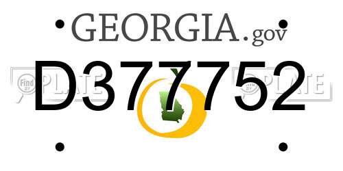 D377752 Georgia License Plate