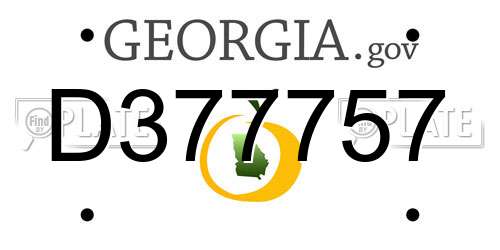 D377757 Georgia License Plate