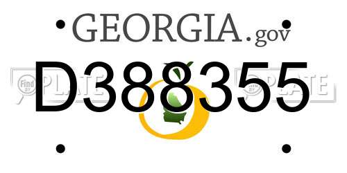 D388355 Georgia License Plate