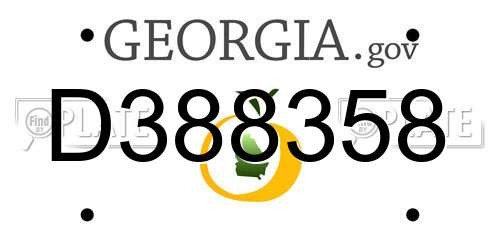 D388358 Georgia License Plate