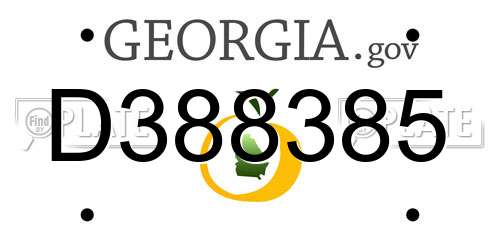 D388385 Georgia License Plate