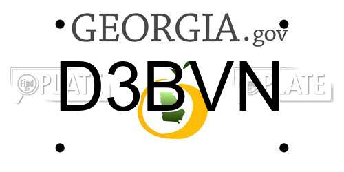 D3BVN Georgia License Plate