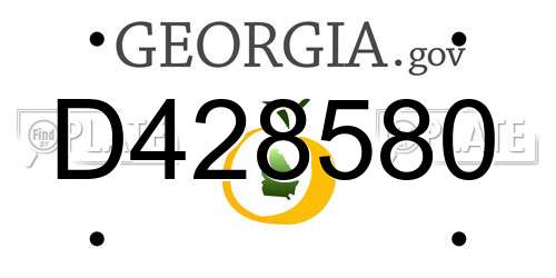 D428580 Georgia License Plate
