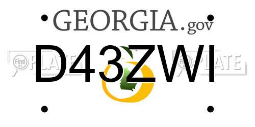 D43ZWI Georgia License Plate
