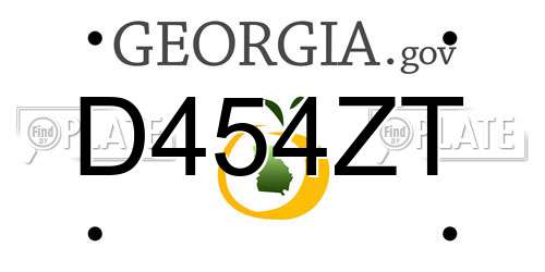 D454ZT Georgia License Plate