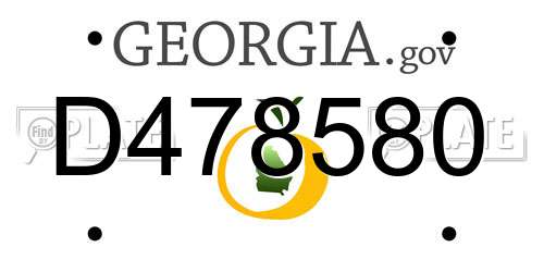 D478580 Georgia License Plate