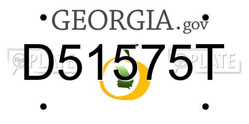 D51575T Georgia License Plate